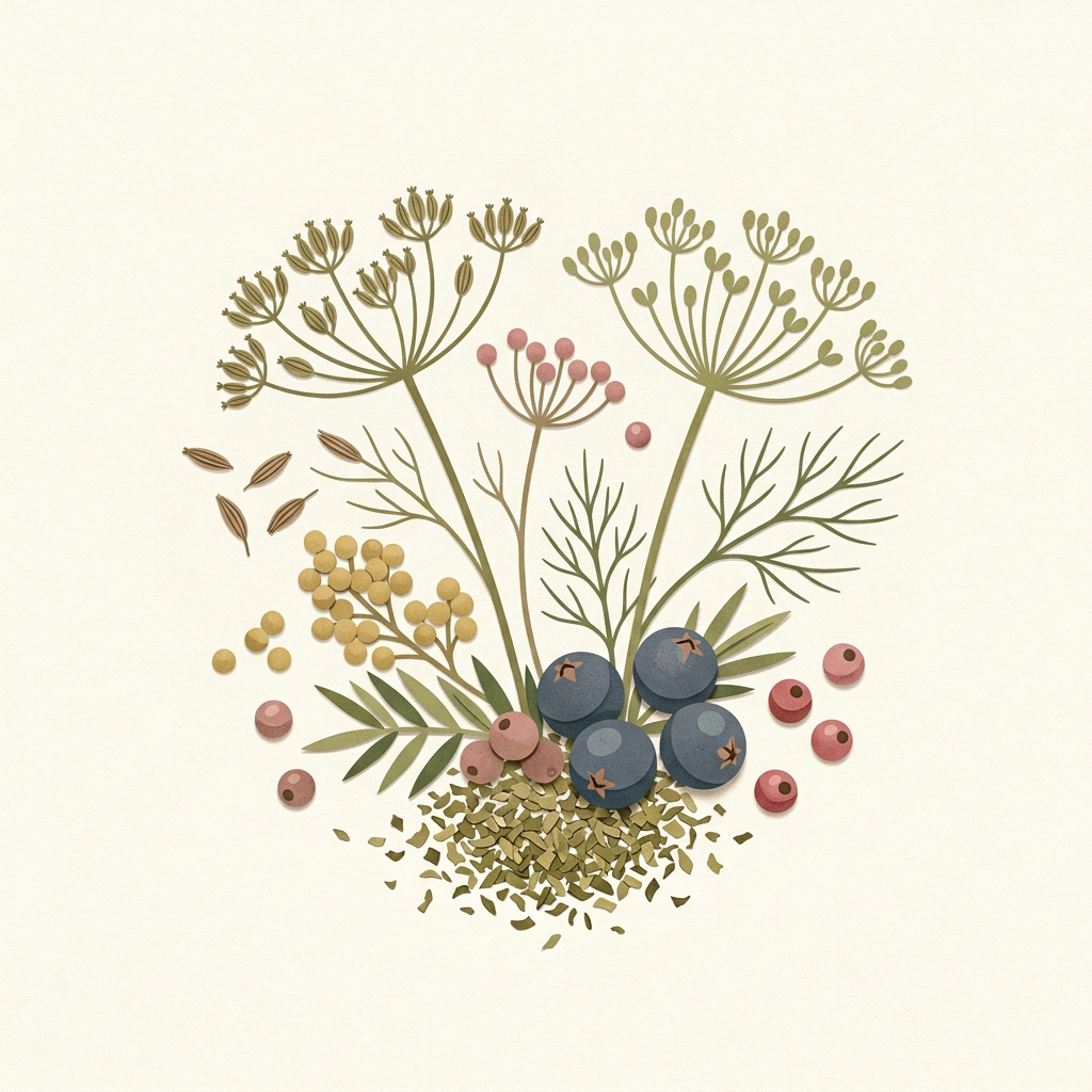 Botanische Gewürzillustration für die Kategorie Samen & mehr