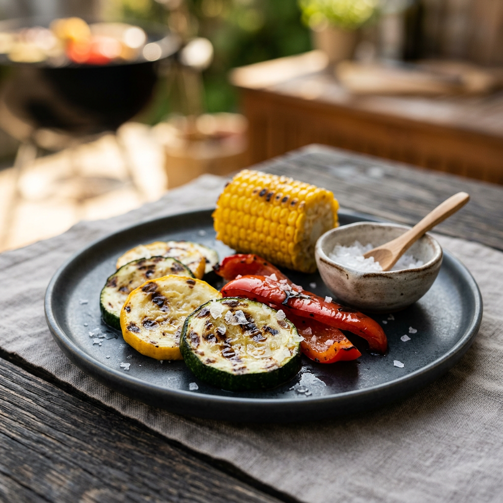 Anwendungsfoto für BBQ-Salzflocken auf gegrilltem Gemüse