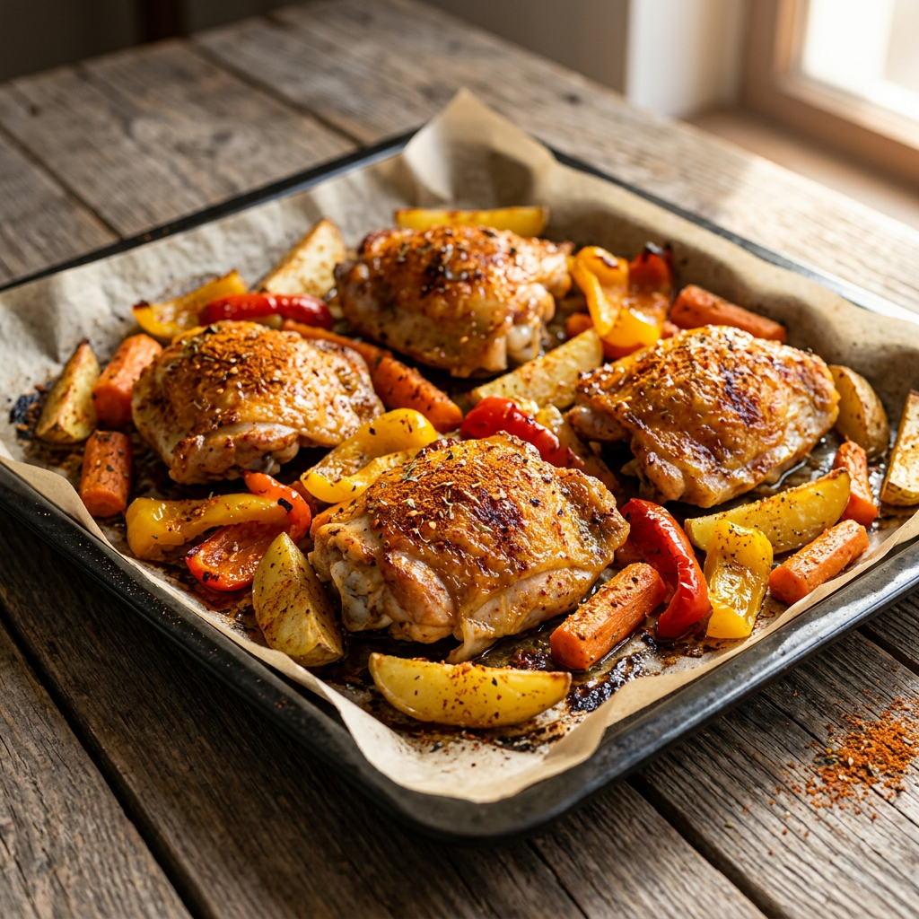 Ofenhähnchen mit Gemüse vom Blech und Alpen-Allrounder-Würzung